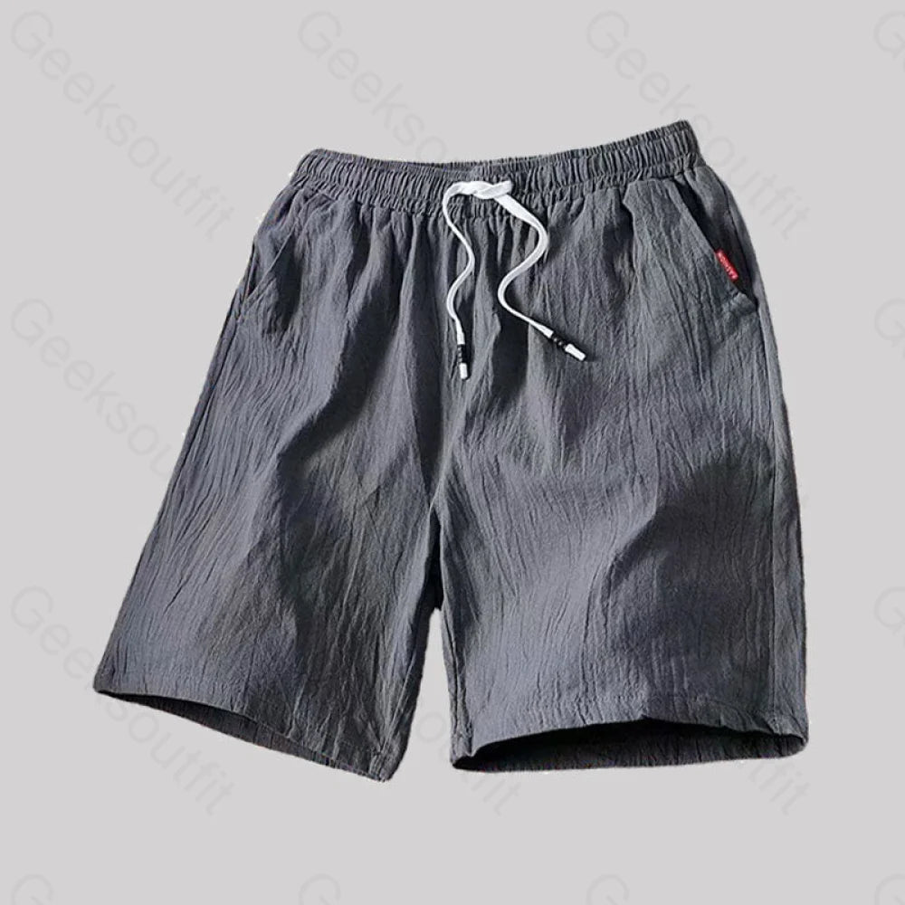Casual Cotton And Linen Beach Geek Shorts Dark Gray / M