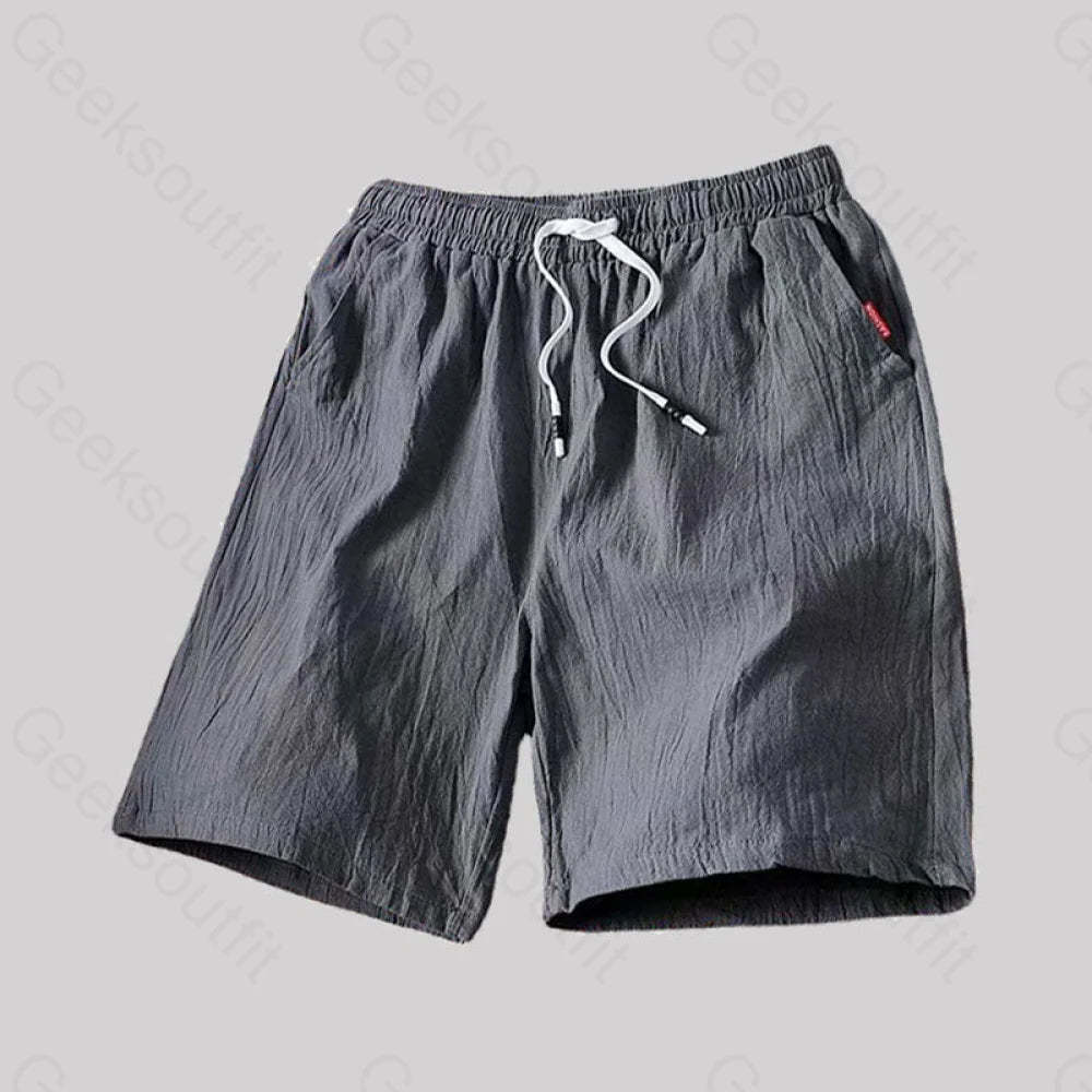 Casual Cotton And Linen Beach Geek Shorts Dark Gray / M