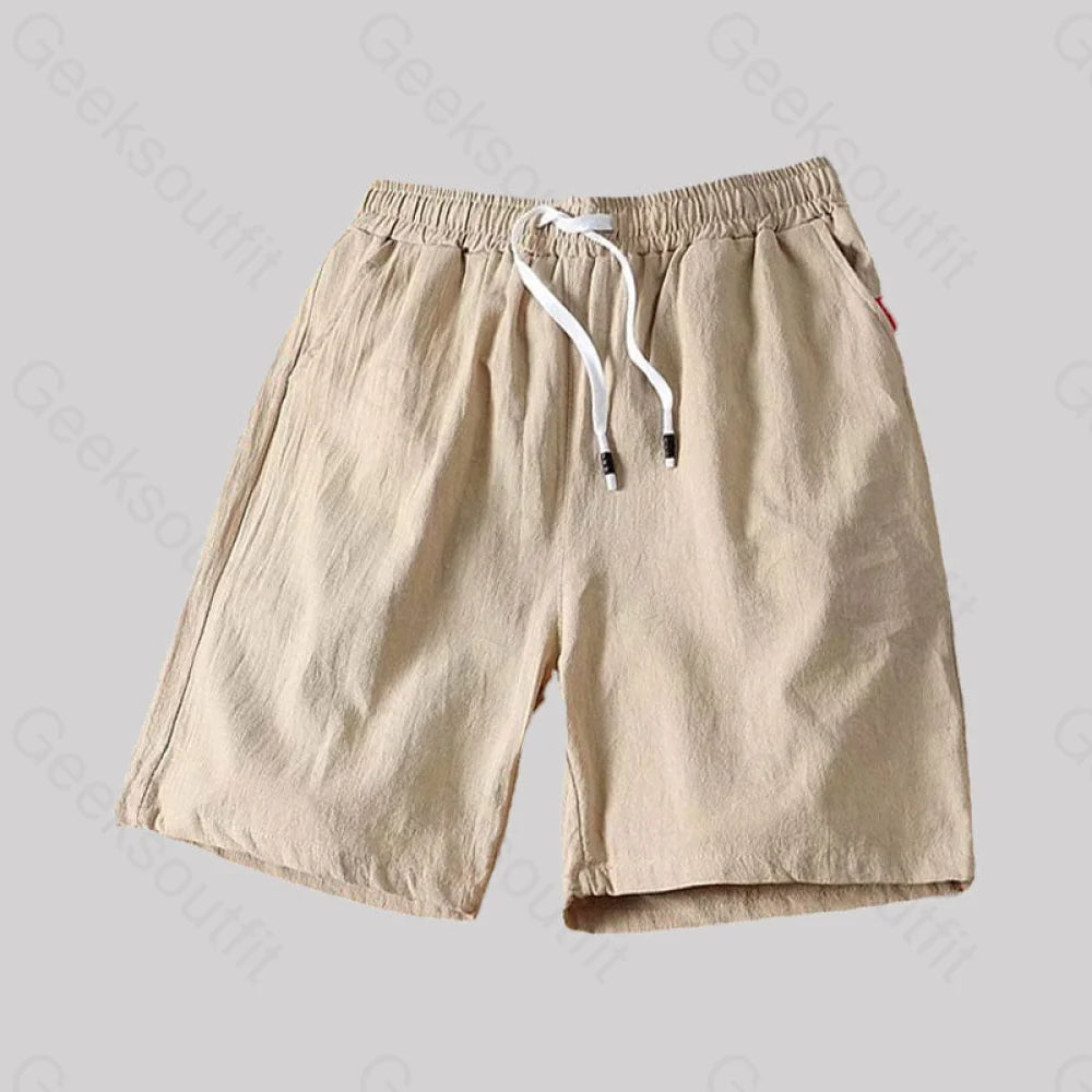 Casual Cotton And Linen Beach Geek Shorts Khaki / M