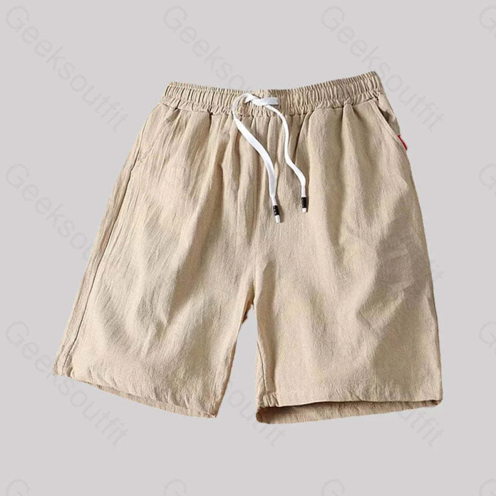 Casual Cotton And Linen Beach Geek Shorts Khaki / M