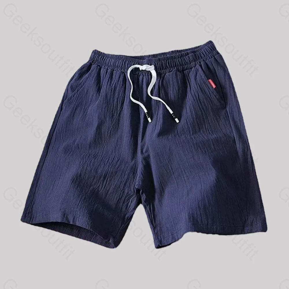 Casual Cotton And Linen Beach Geek Shorts Navy / M