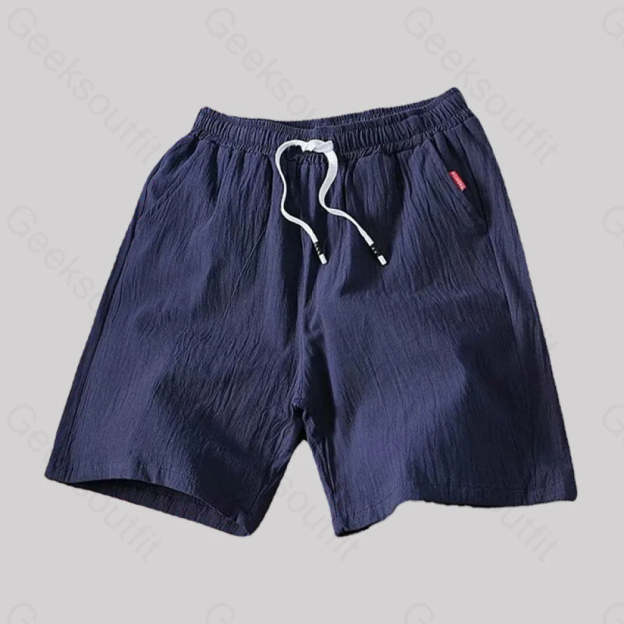 Casual Cotton And Linen Beach Geek Shorts Navy / M