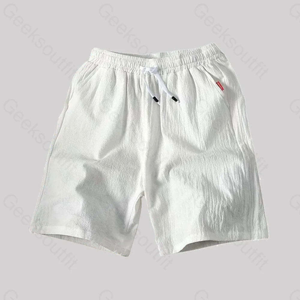 Casual Cotton And Linen Beach Geek Shorts White / M