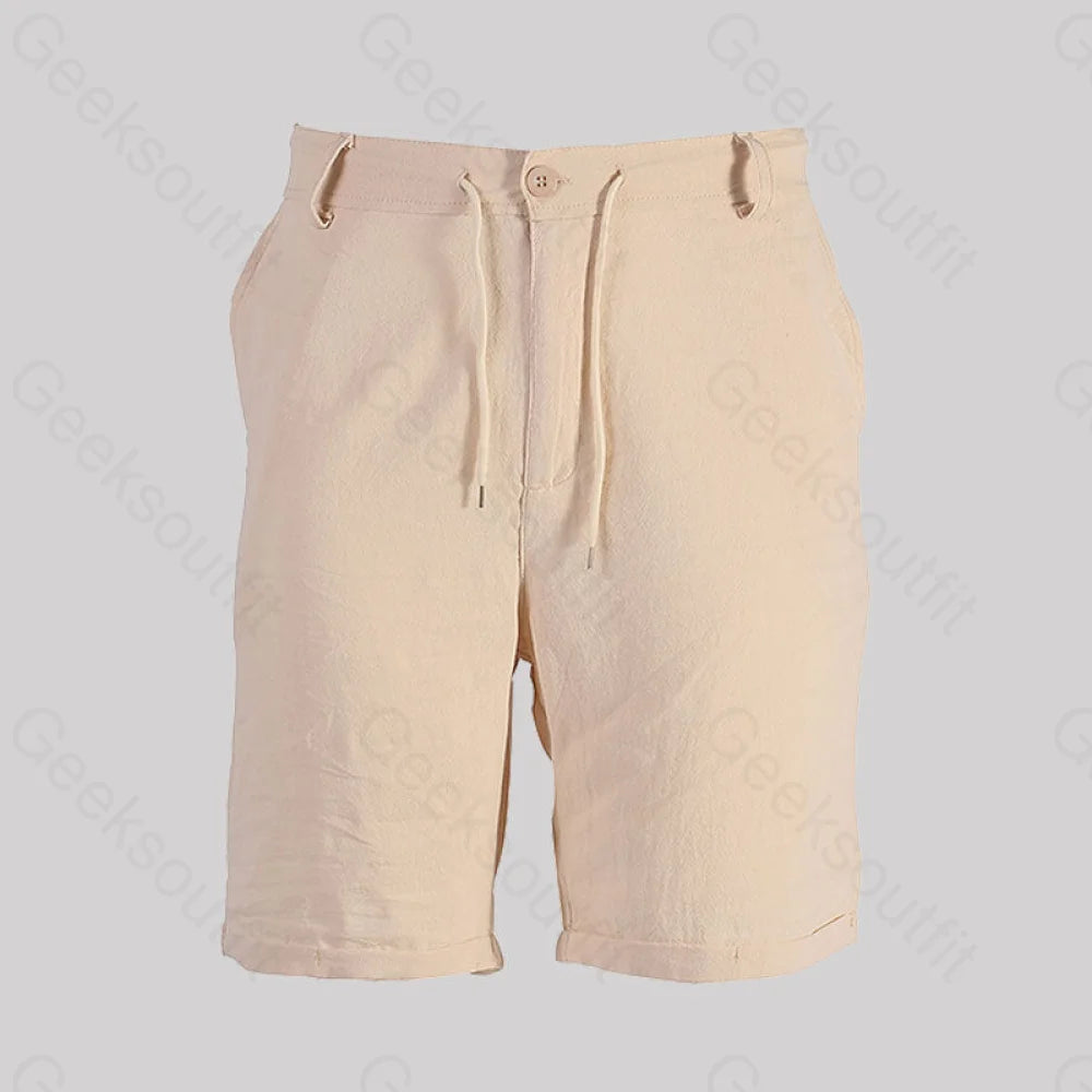 Casual Cotton And Linen Lace Up Geek Shorts Khaki / M