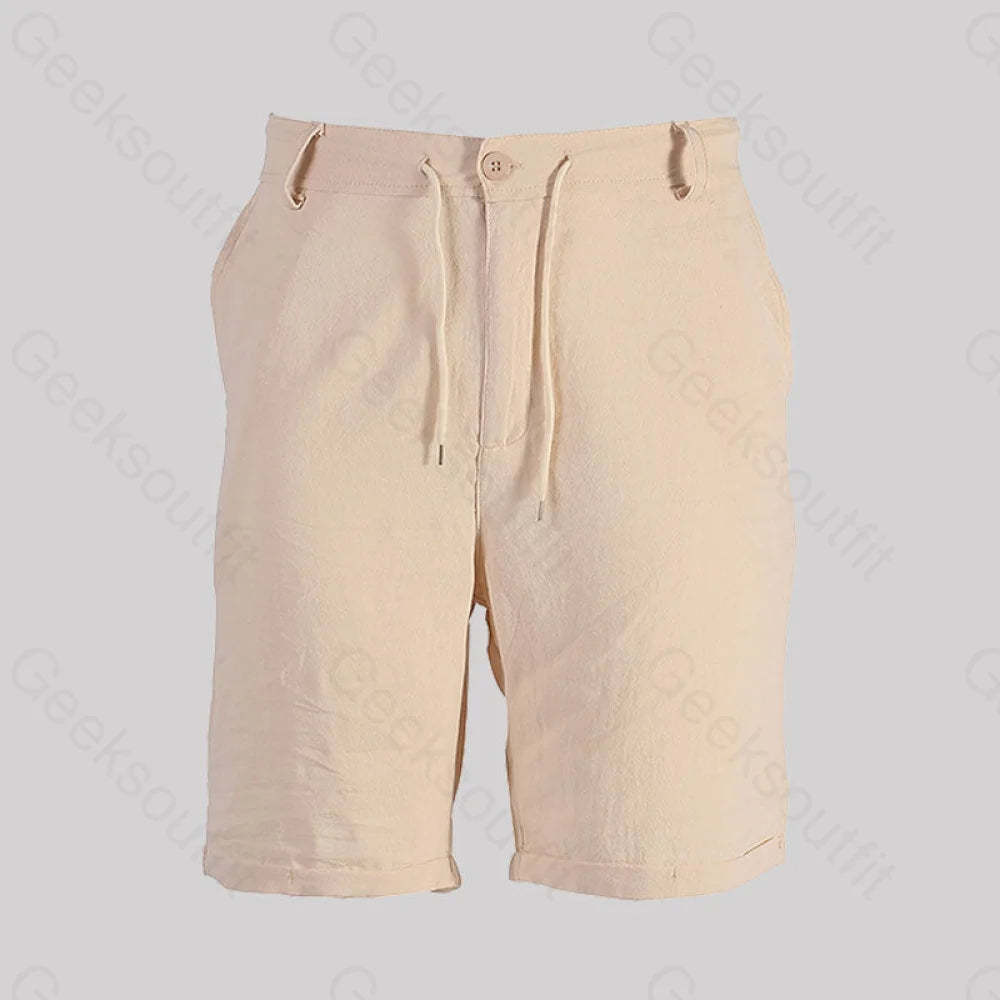 Casual Cotton And Linen Lace Up Geek Shorts Khaki / M