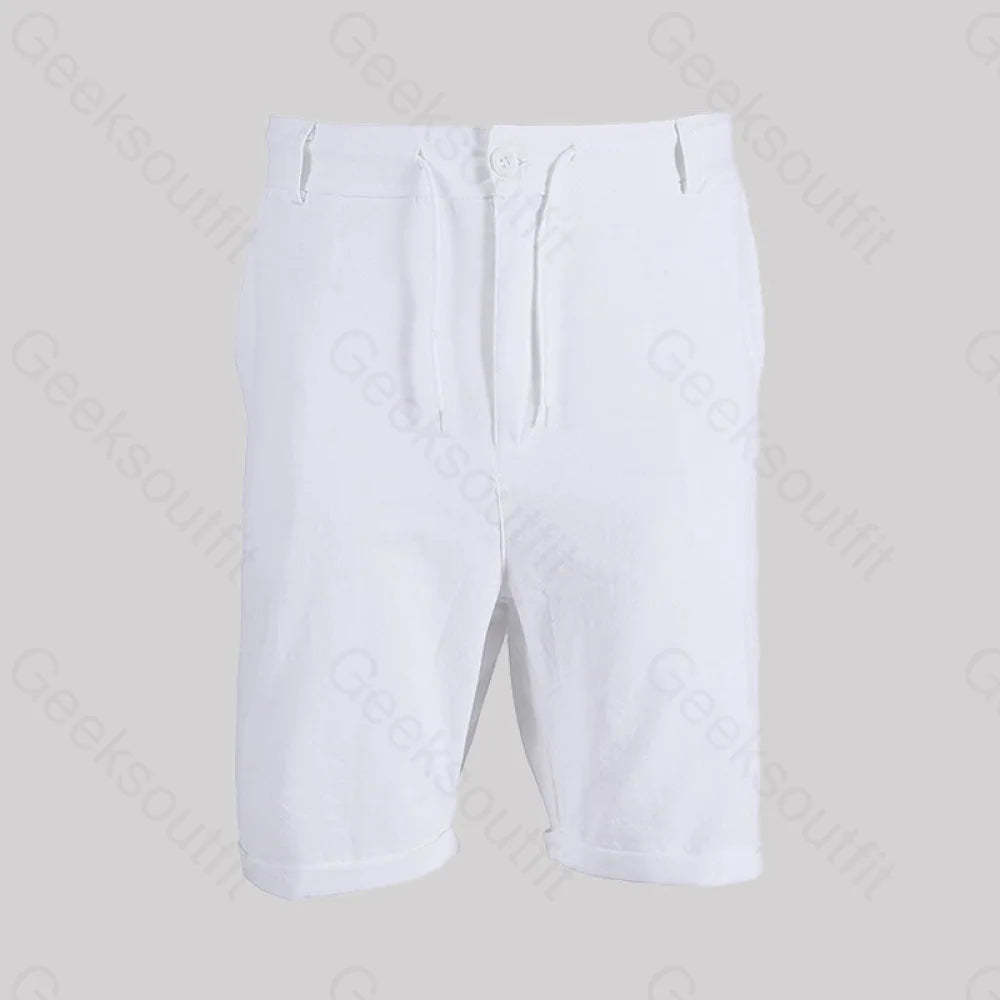 Casual Cotton And Linen Lace Up Geek Shorts White / M