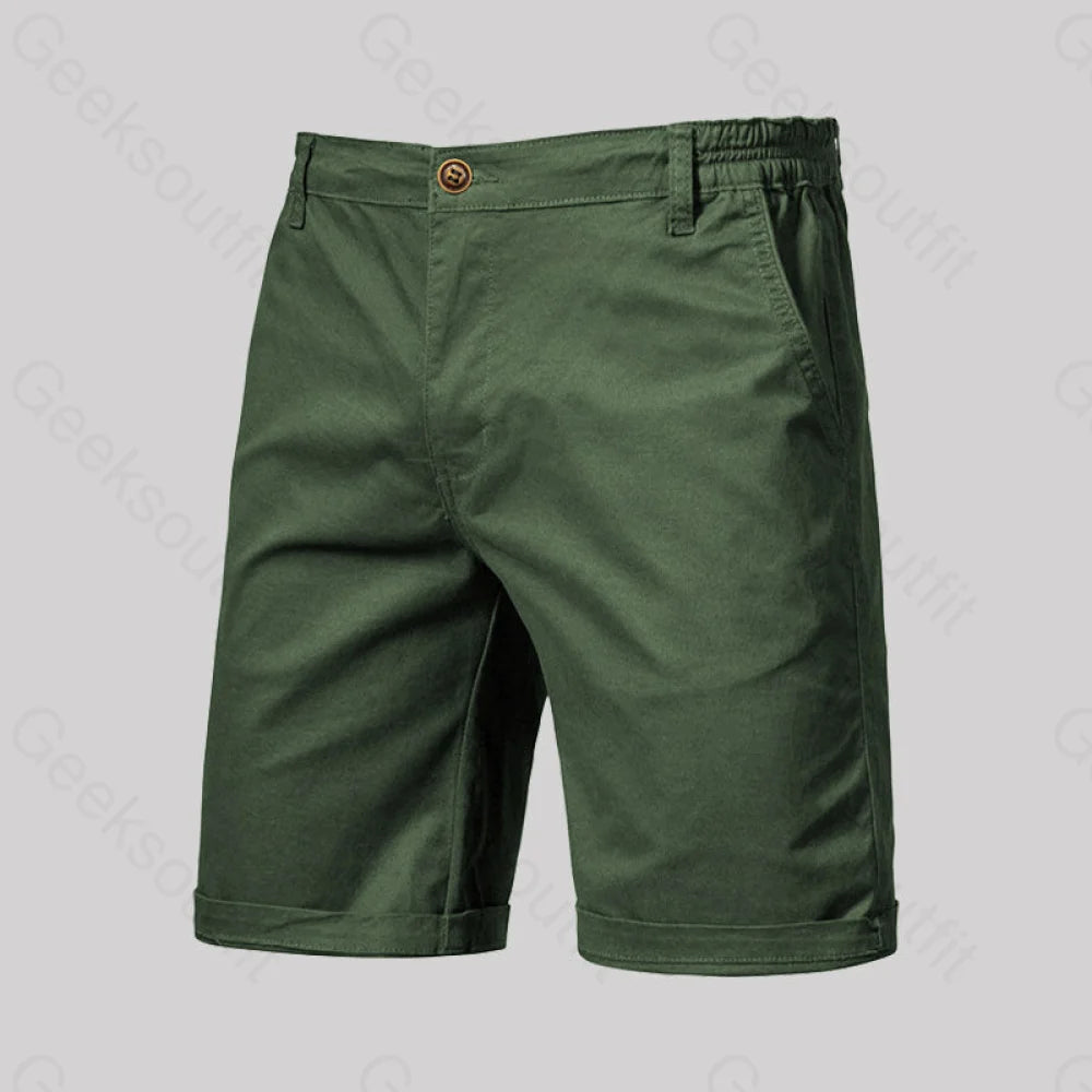 Casual Fashion Solid Color Geek Shorts Army Green / M-30