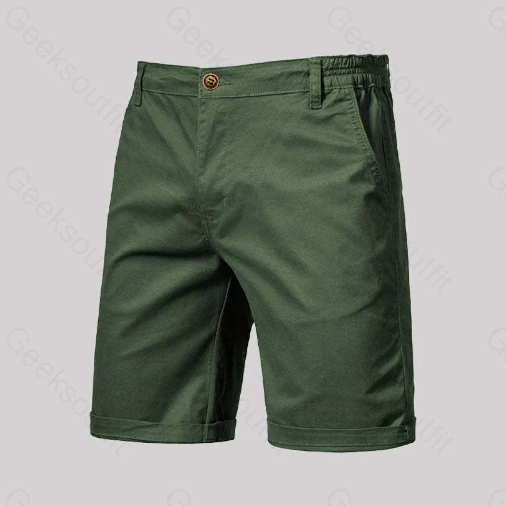 Casual Fashion Solid Color Geek Shorts Army Green / M-30