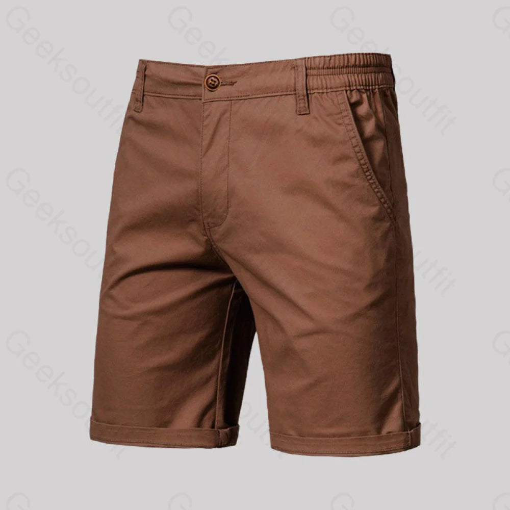 Casual Fashion Solid Color Geek Shorts Brown / M-30