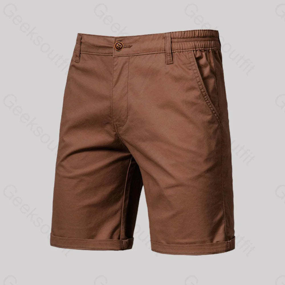 Casual Fashion Solid Color Geek Shorts Brown / M-30