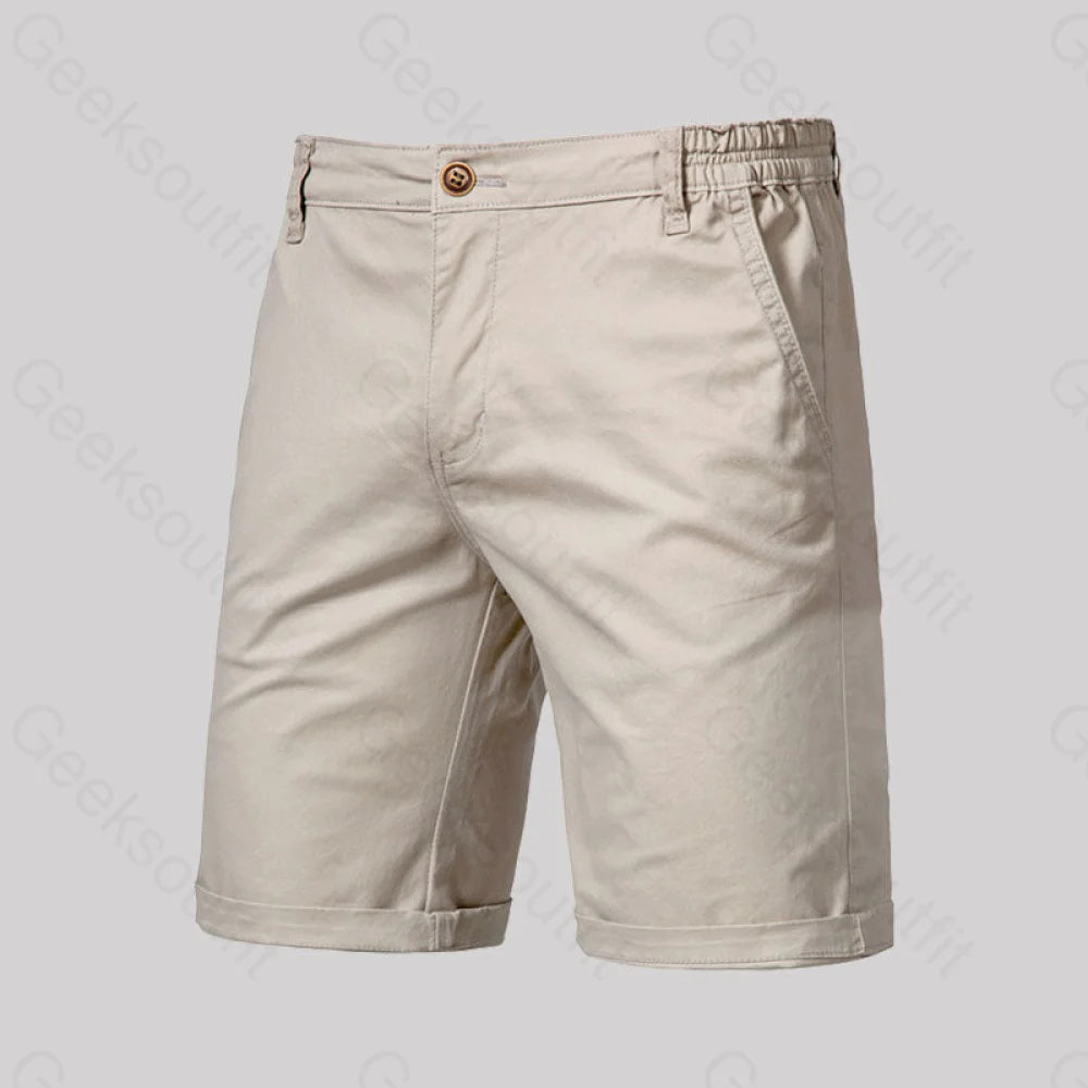 Casual Fashion Solid Color Geek Shorts Khaki / M-30
