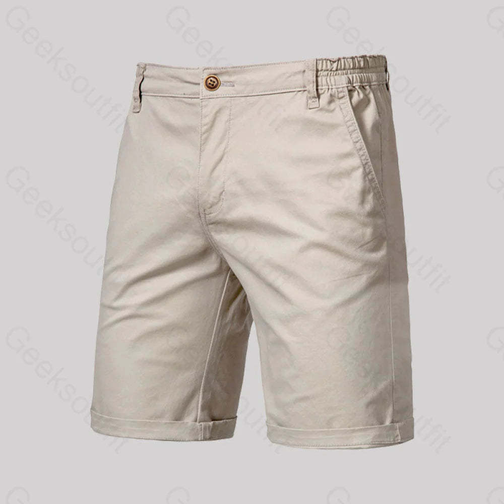 Casual Fashion Solid Color Geek Shorts Khaki / M-30