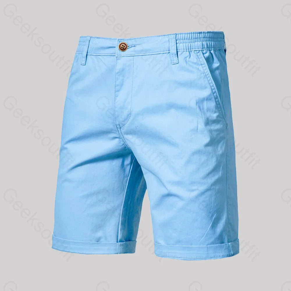 Casual Fashion Solid Color Geek Shorts Light Blue / M-30