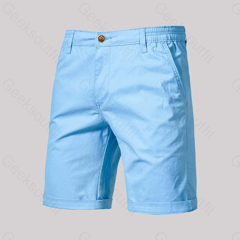 Casual Fashion Solid Color Geek Shorts Light Blue / M-30