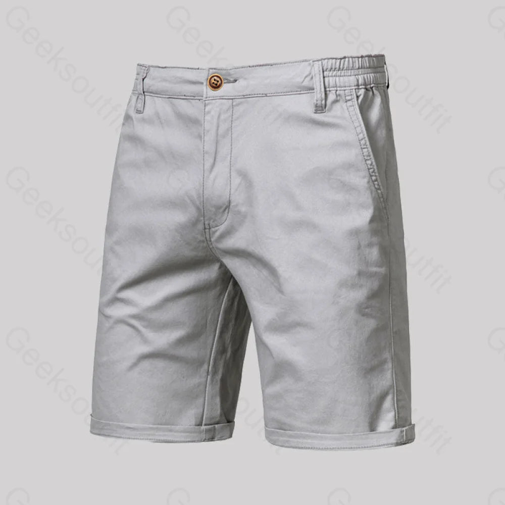 Casual Fashion Solid Color Geek Shorts Light Grey / M-30