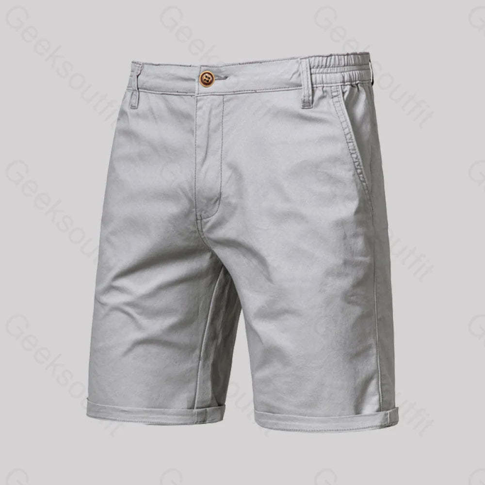 Casual Fashion Solid Color Geek Shorts Light Grey / M-30