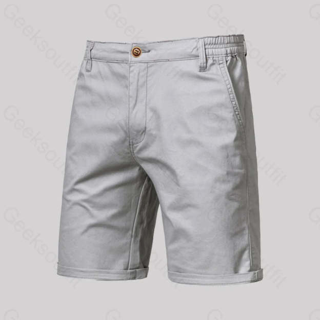 Casual Fashion Solid Color Geek Shorts Light Grey / M-30