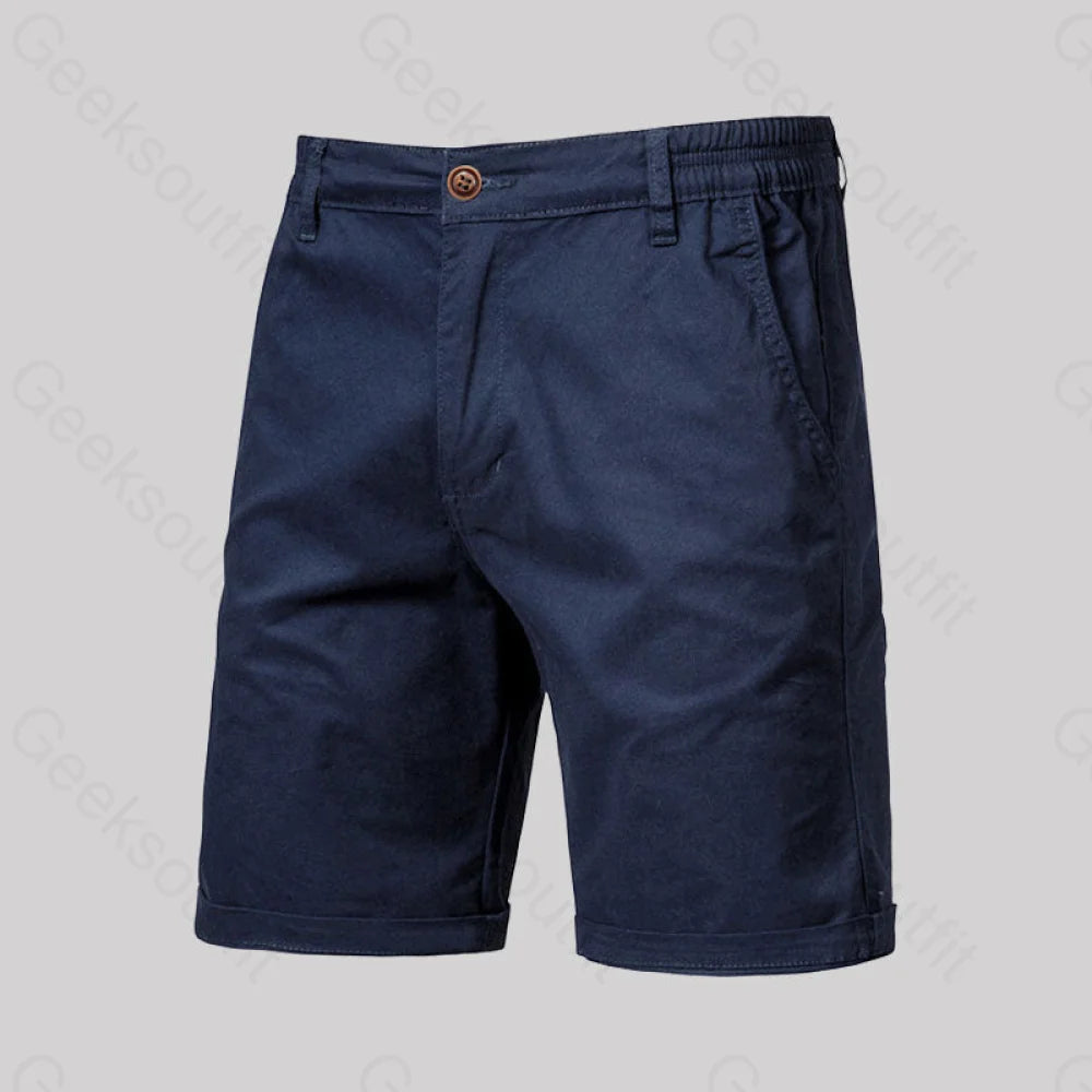 Casual Fashion Solid Color Geek Shorts Navy / M-30