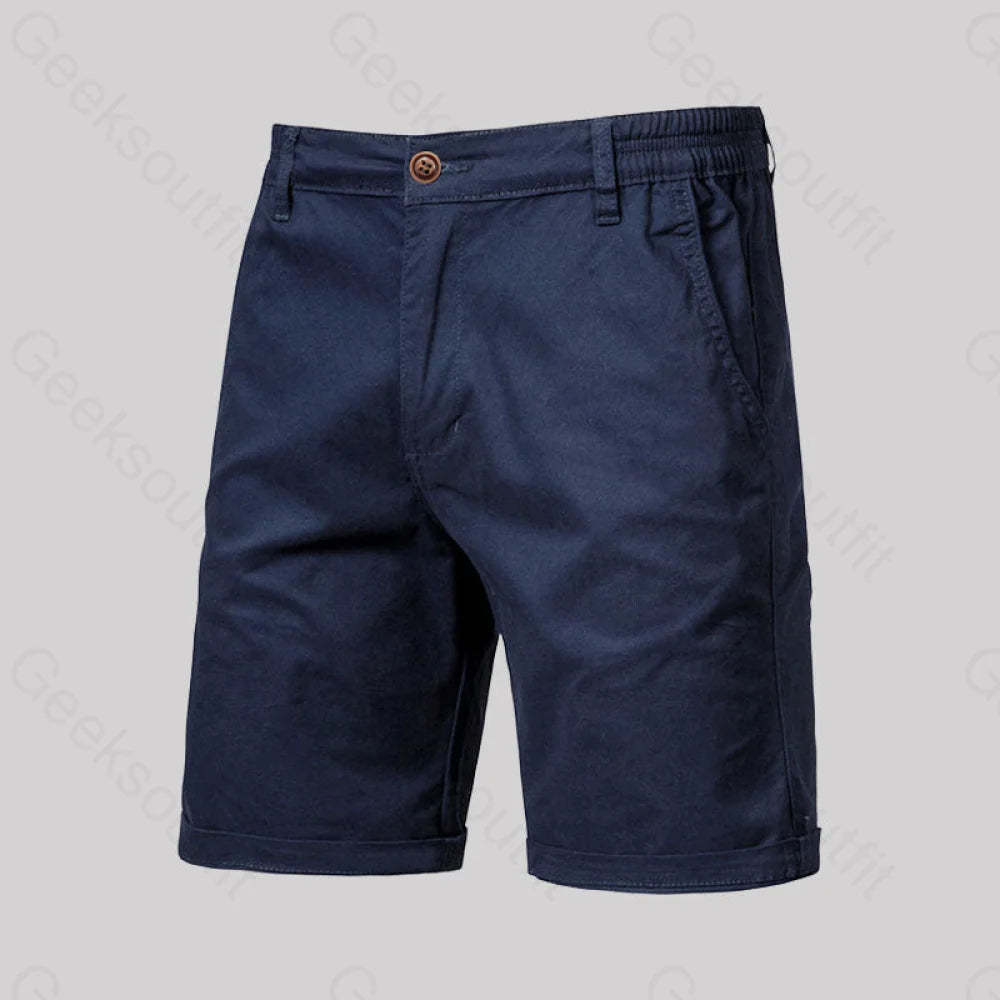 Casual Fashion Solid Color Geek Shorts Navy / M-30