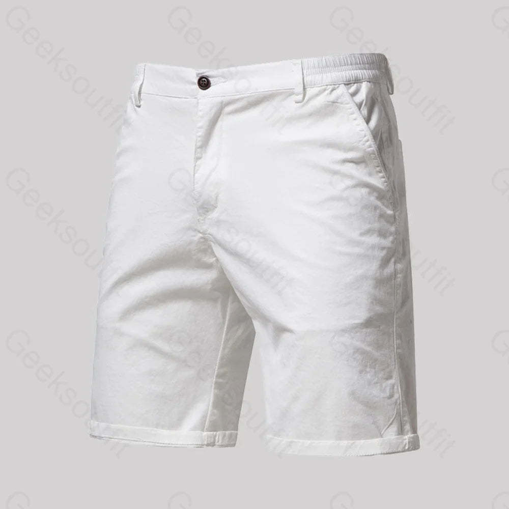 Casual Fashion Solid Color Geek Shorts White / M-30