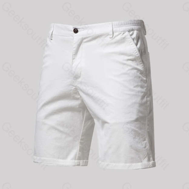 Casual Fashion Solid Color Geek Shorts White / M-30