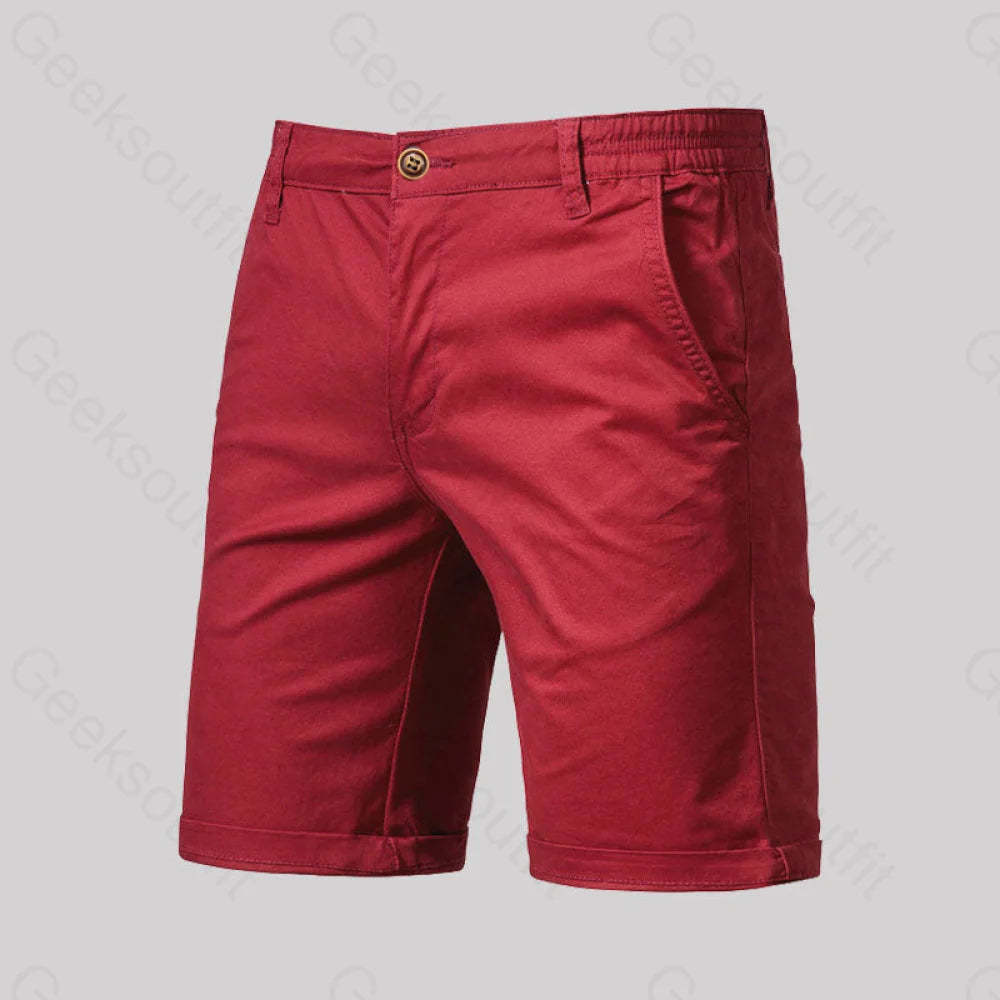 Casual Fashion Solid Color Geek Shorts Wine Red / M-30