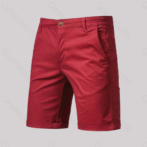 Casual Fashion Solid Color Geek Shorts Wine Red / M-30