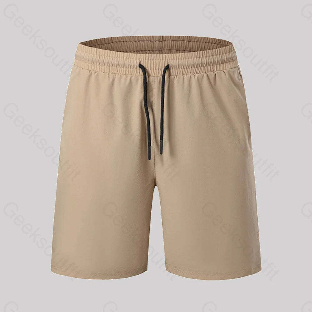 Casual Quick-Drying Drawstring Geek Shorts Khaki / M