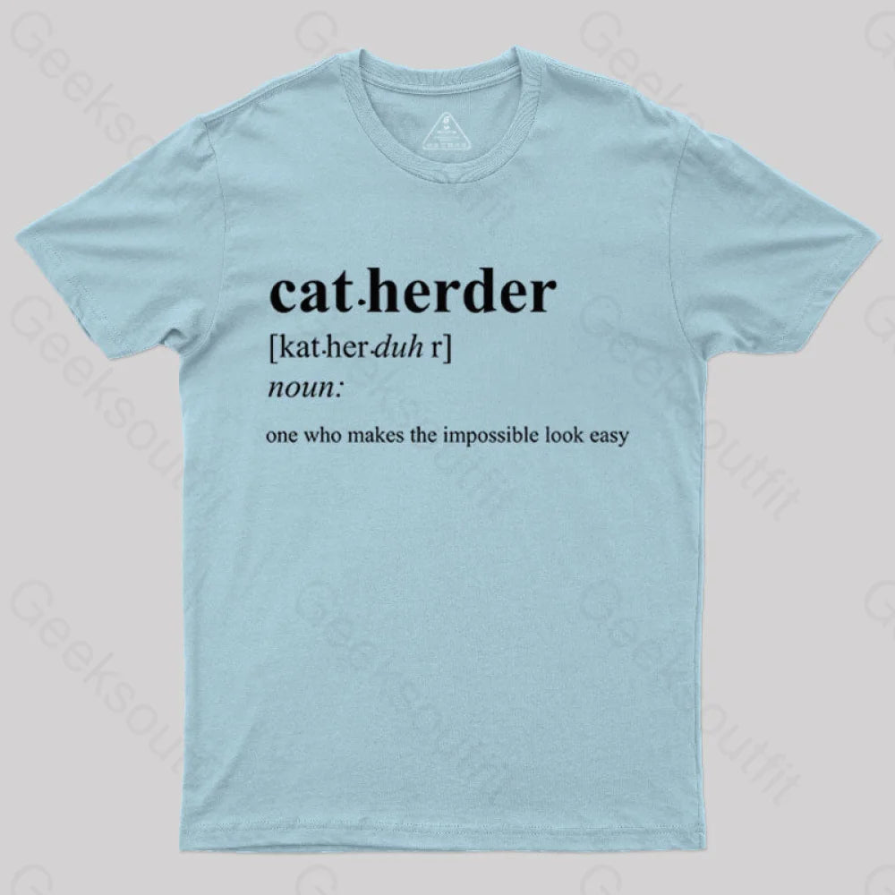 Cat Herder Geek T-Shirt Light Blue / S