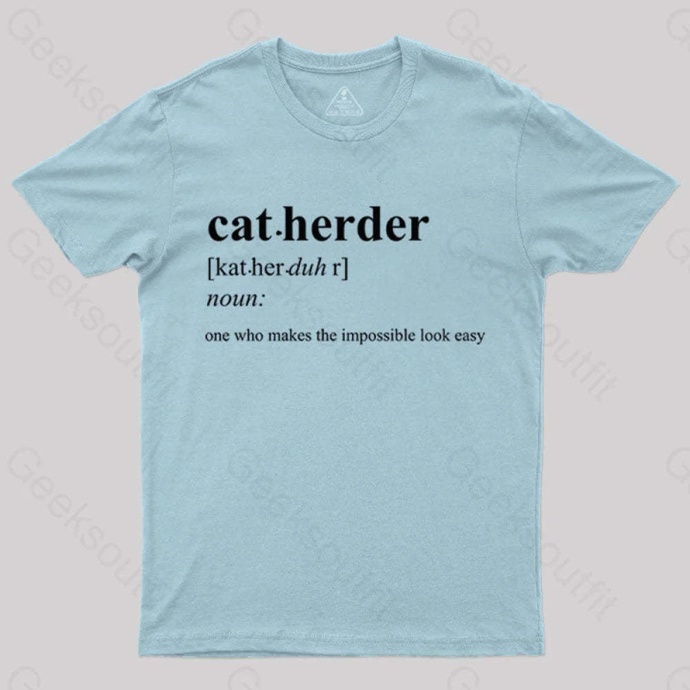 Cat Herder Geek T-Shirt Light Blue / S