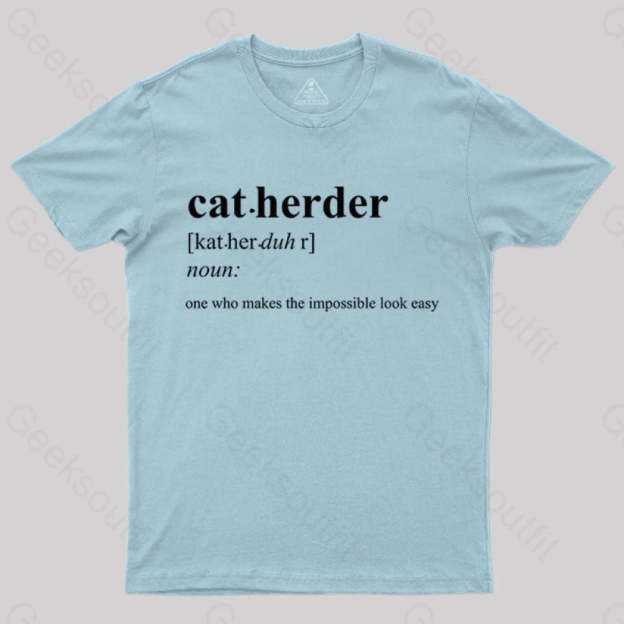 Cat Herder Geek T-Shirt Light Blue / S