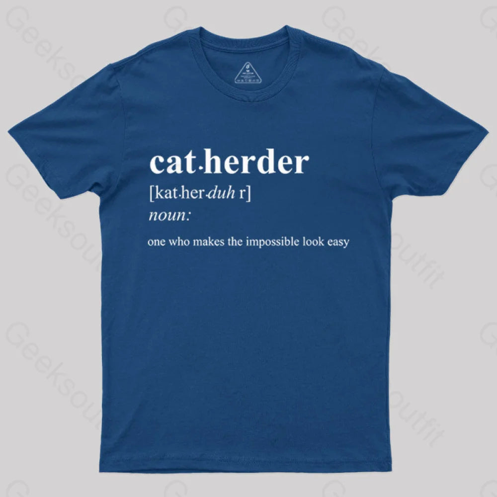 Cat Herder Geek T-Shirt Navy / S