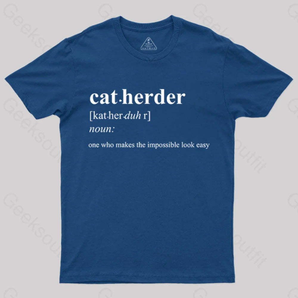 Cat Herder Geek T-Shirt Navy / S