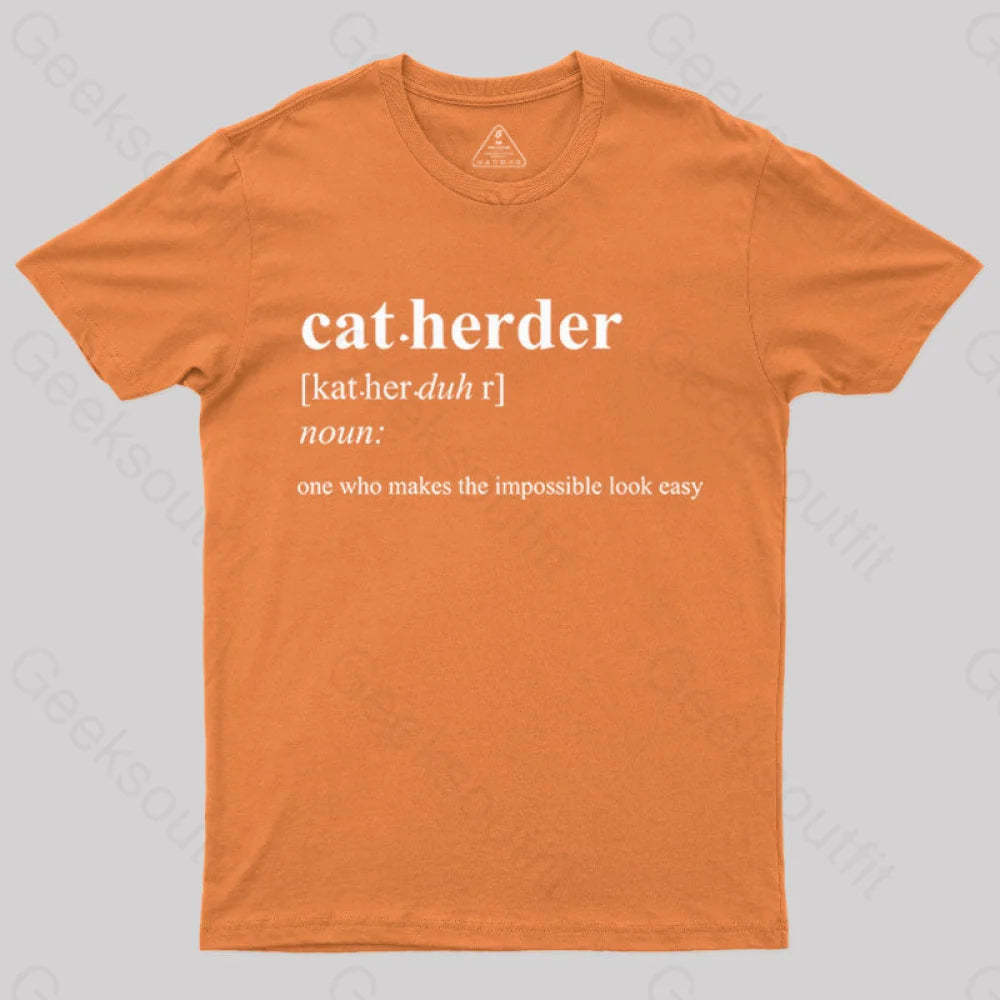 Cat Herder Geek T-Shirt Orange / S