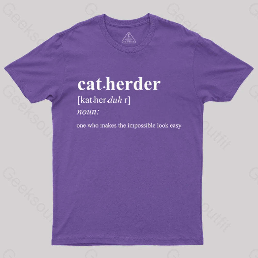 Cat Herder Geek T-Shirt Purple / S