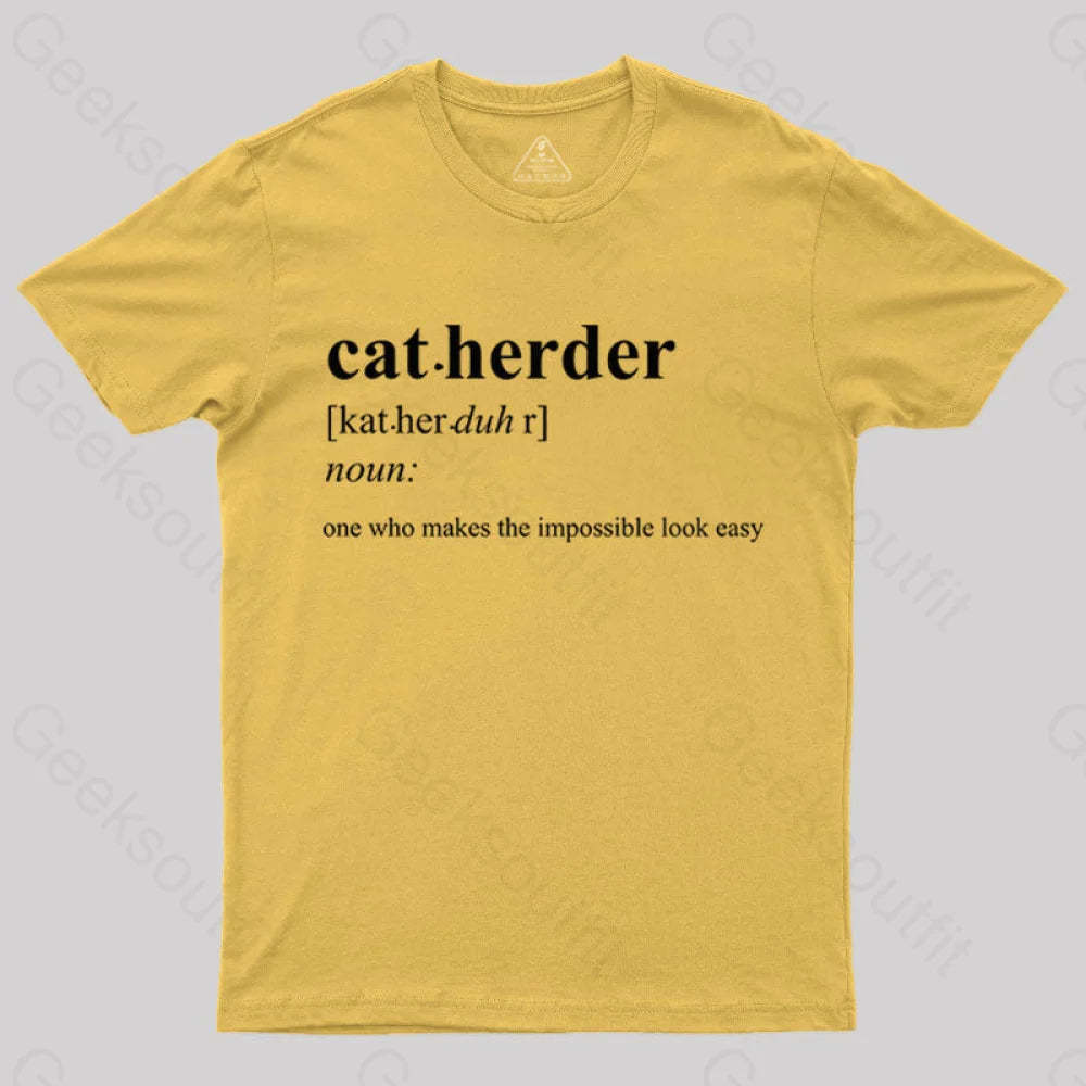 Cat Herder Geek T-Shirt Yellow / S