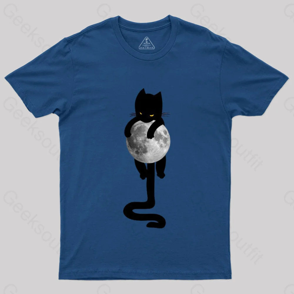 Cat On The Moon T-Shirt Navy / S