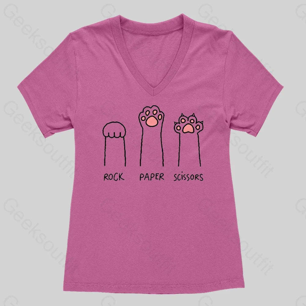 Cat Paw Women's V-Neck T-shirt - Geeksoutfit