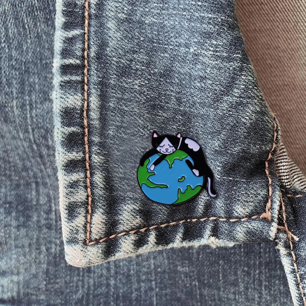 Cat Sleeps On Earth Pins