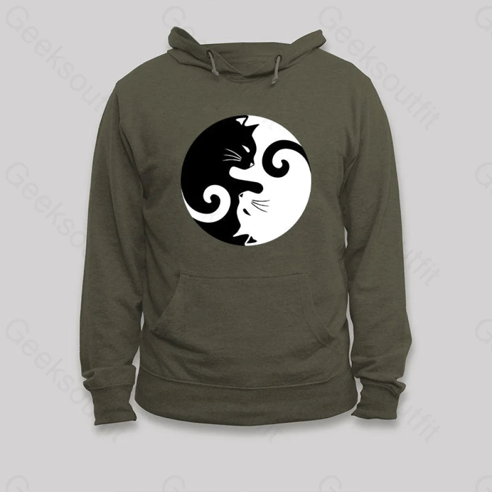 Cats Rule Hoodie Army Green / S