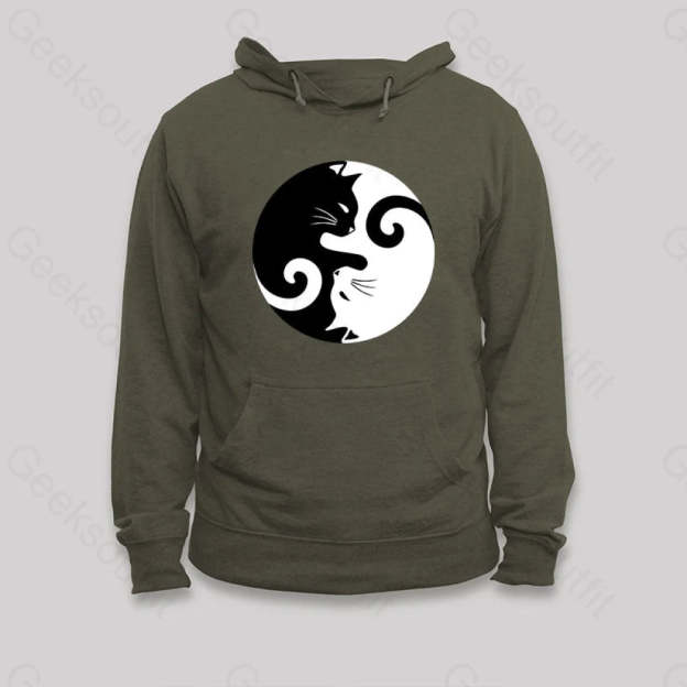 Cats Rule Hoodie Army Green / S