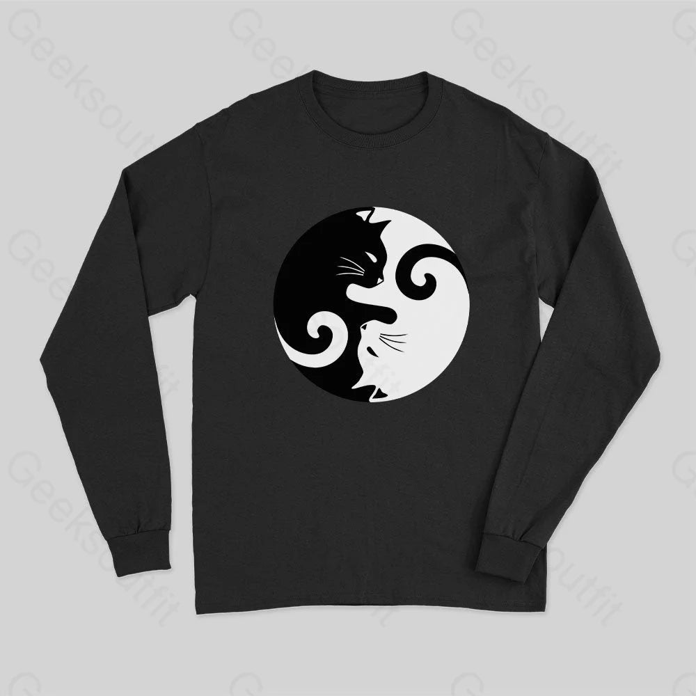 Cats Rule Long Sleeve T-Shirt Black / S