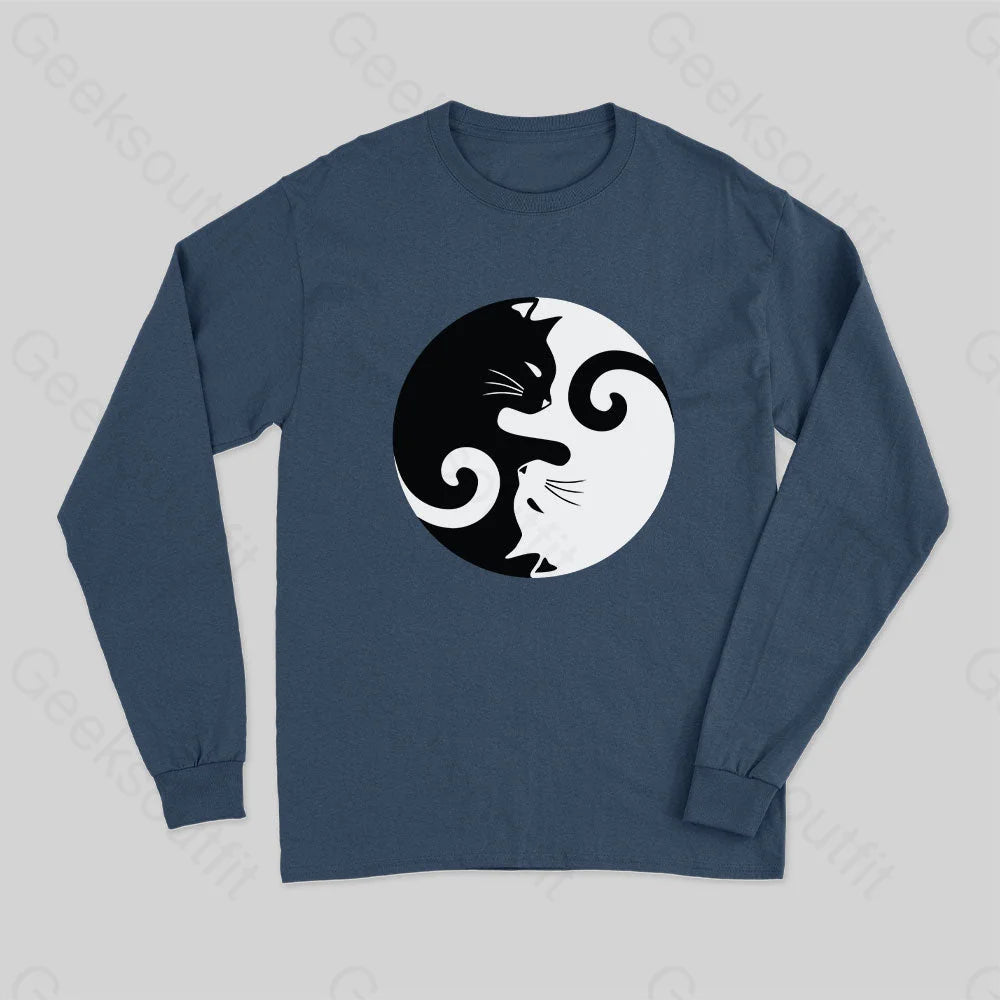 Cats Rule Long Sleeve T-Shirt Navy / S