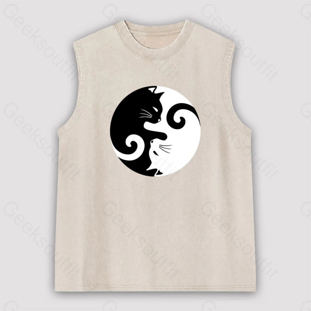 Cats Rule Unisex Washed Tank Apricot / S