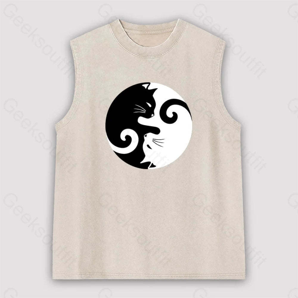 Cats Rule Unisex Washed Tank Apricot / S