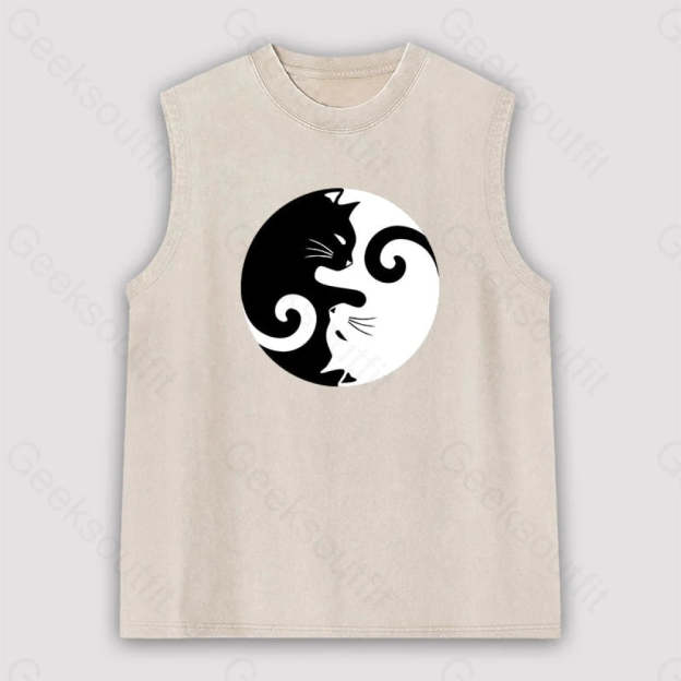 Cats Rule Unisex Washed Tank Apricot / S