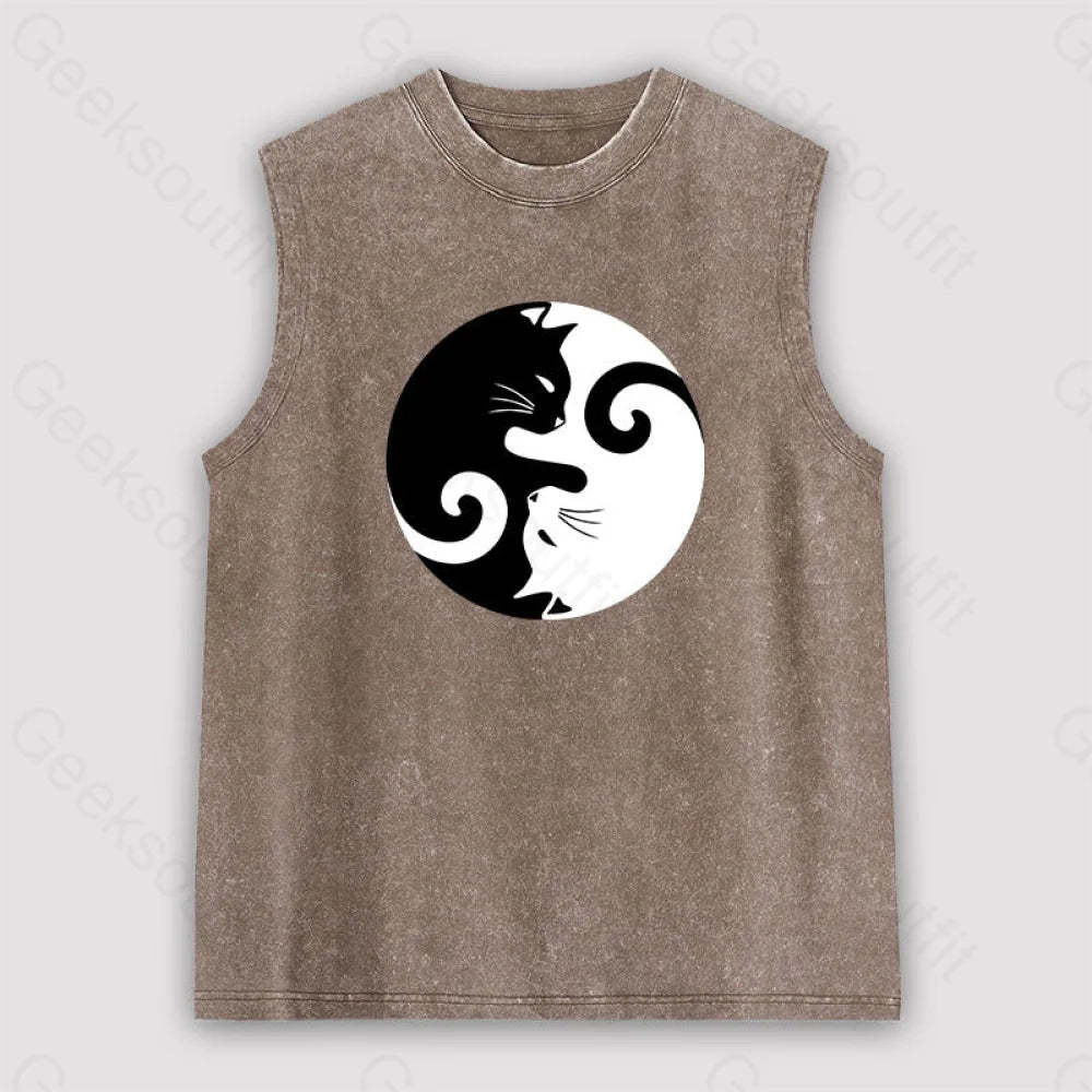 Cats Rule Unisex Washed Tank Brown / S