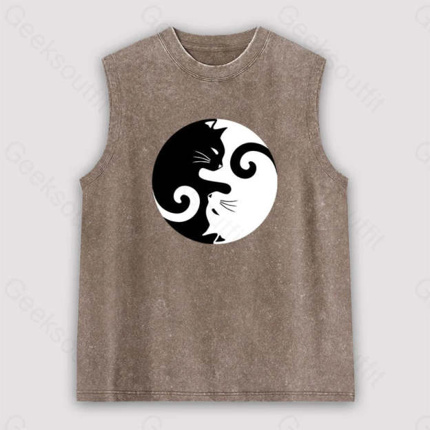 Cats Rule Unisex Washed Tank Brown / S