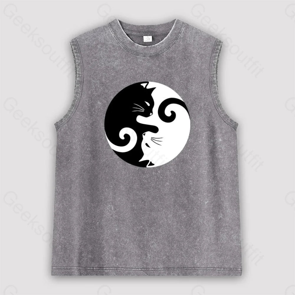 Cats Rule Unisex Washed Tank Grey / S