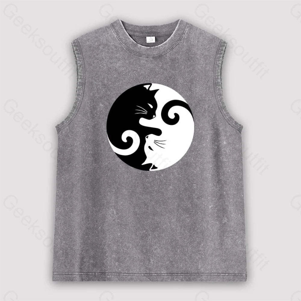 Cats Rule Unisex Washed Tank Grey / S